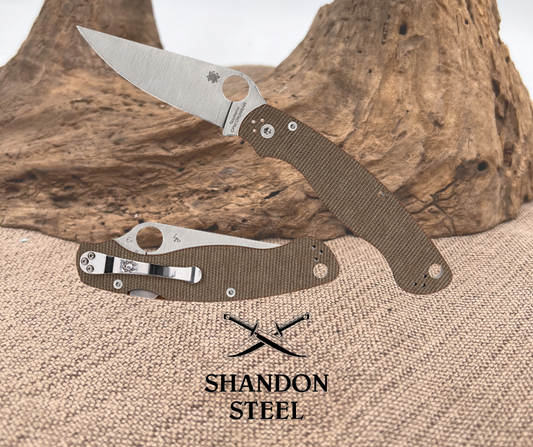 Spyderco Military 2 Brown Canvas Micarta CPM CRU-WEAR C36MPCW2