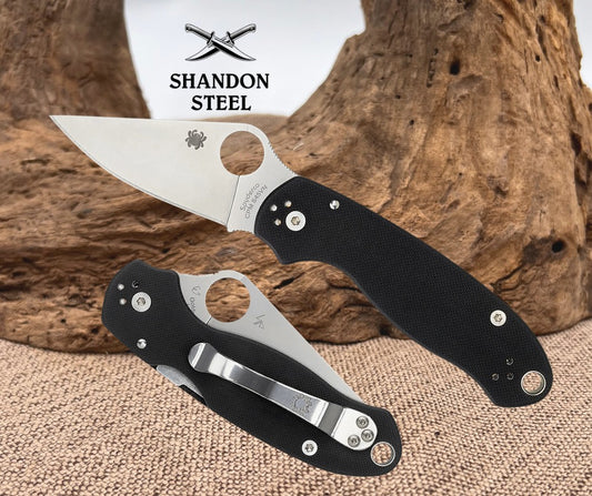 Spyderco PARA 3 BLACK G-10 PLAINEDGE C223GP
