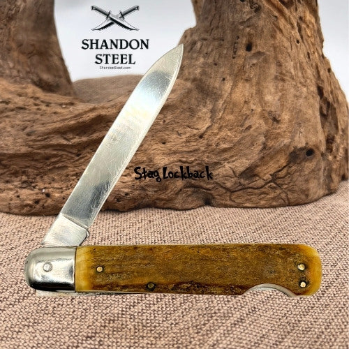 Stag Handle Lock Back Folding Traditional Single Blade Pocket Knife (69)