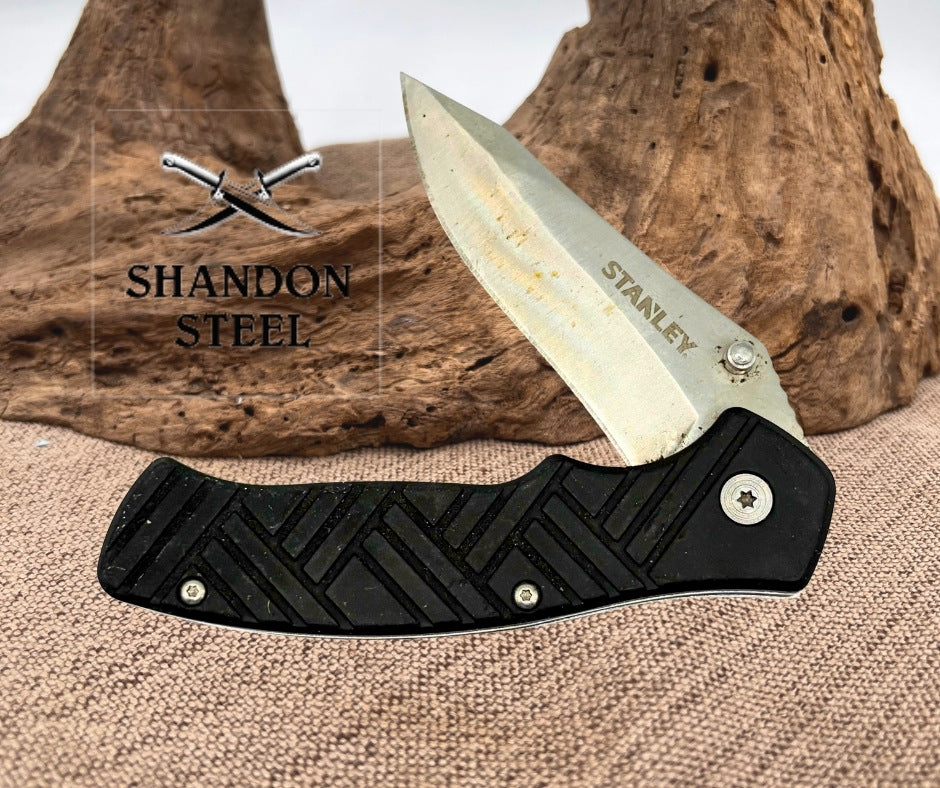 Stanley Folding Pocket Tactical Knife 3" Plain Blade 7.5 Open Length EDC  (179)