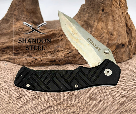 Stanley Folding Pocket Tactical Knife 3" Plain Blade 7.5 Open Length EDC  (179)