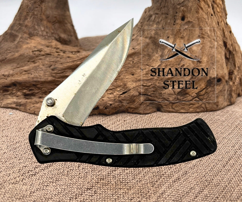 Stanley Folding Pocket Tactical Knife 3" Plain Blade 7.5 Open Length EDC  (179)