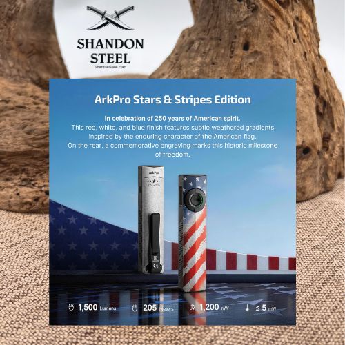 Oclip ArkPro Series – Flat Unibody EDC Flashlight with Multi-Light Sources Stars & Stripes Edition