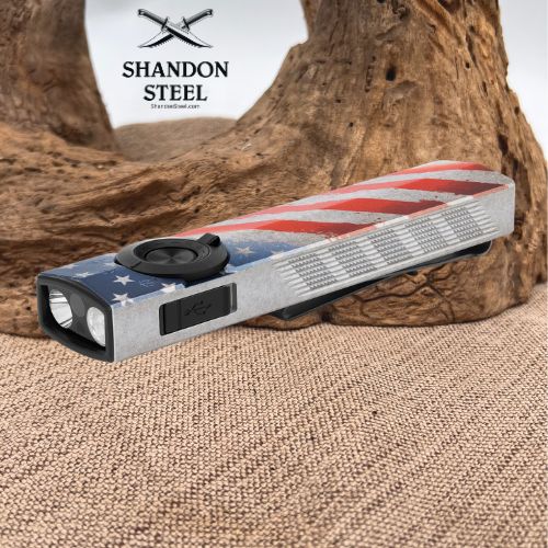 Oclip ArkPro Series – Flat Unibody EDC Flashlight with Multi-Light Sources Stars & Stripes Edition