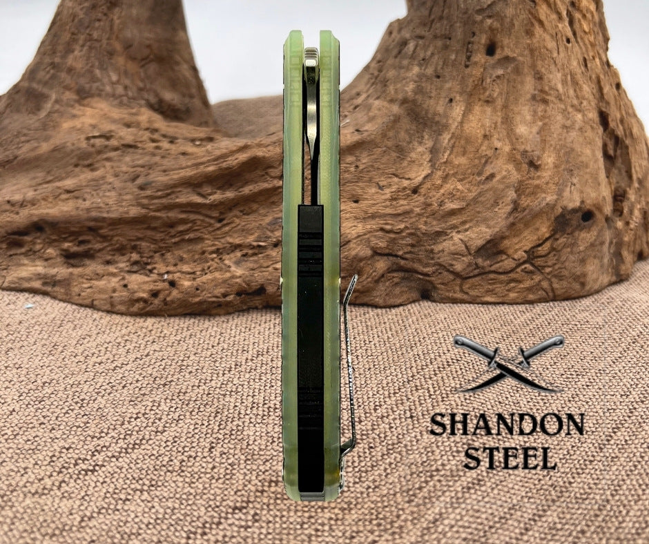 Stedemon Knife Co. BG01 Liner Lock Knife Jade Green G-10 12C27 Drop Point (171)