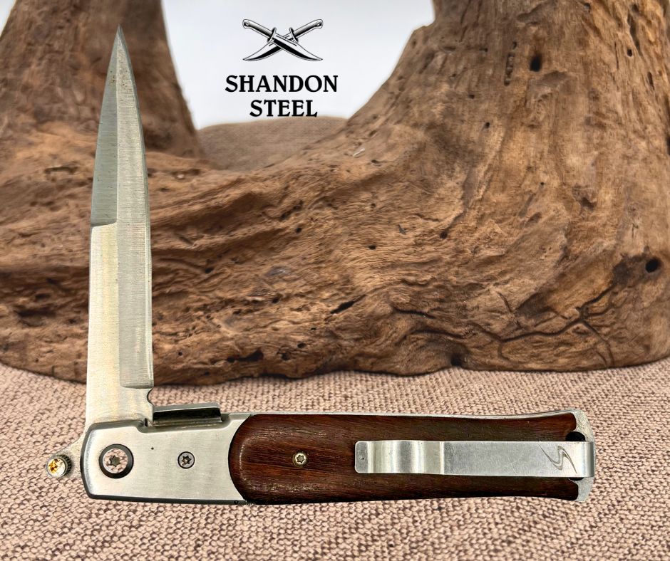 Steel River Pocket Knife SR102-W Stainless Blade Belt Clip Wood handle (183)