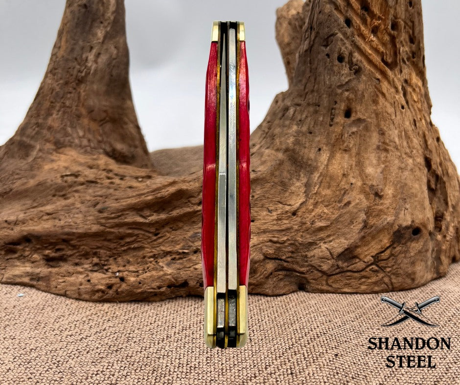 Steel Warrior 50 State QTR Collector Knife ~ Red Bone 2 Blade Trapper 2000 (20)