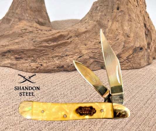 Steel Warrior Collector Knife Peanut 2 Blade Imitation Pearl Pocket Knife (156)