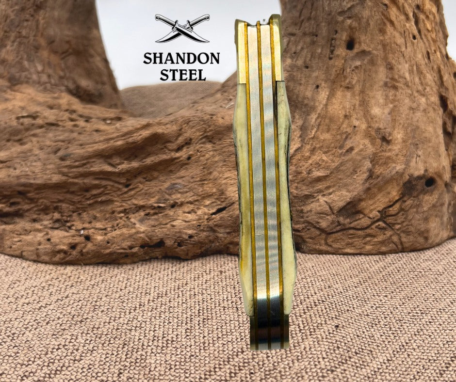 Steel Warrior Copperhead Deer Stag Handle Pocket Knife with 440 Steel Blades 164