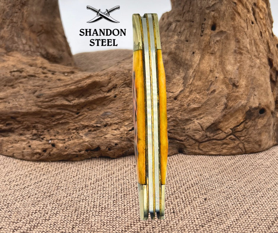 STEEL WARRIOR 3 BLADE FOLDING STOCKMAN JIGGED BONE POCKET KNIFE 3.25" CLOSED(80)