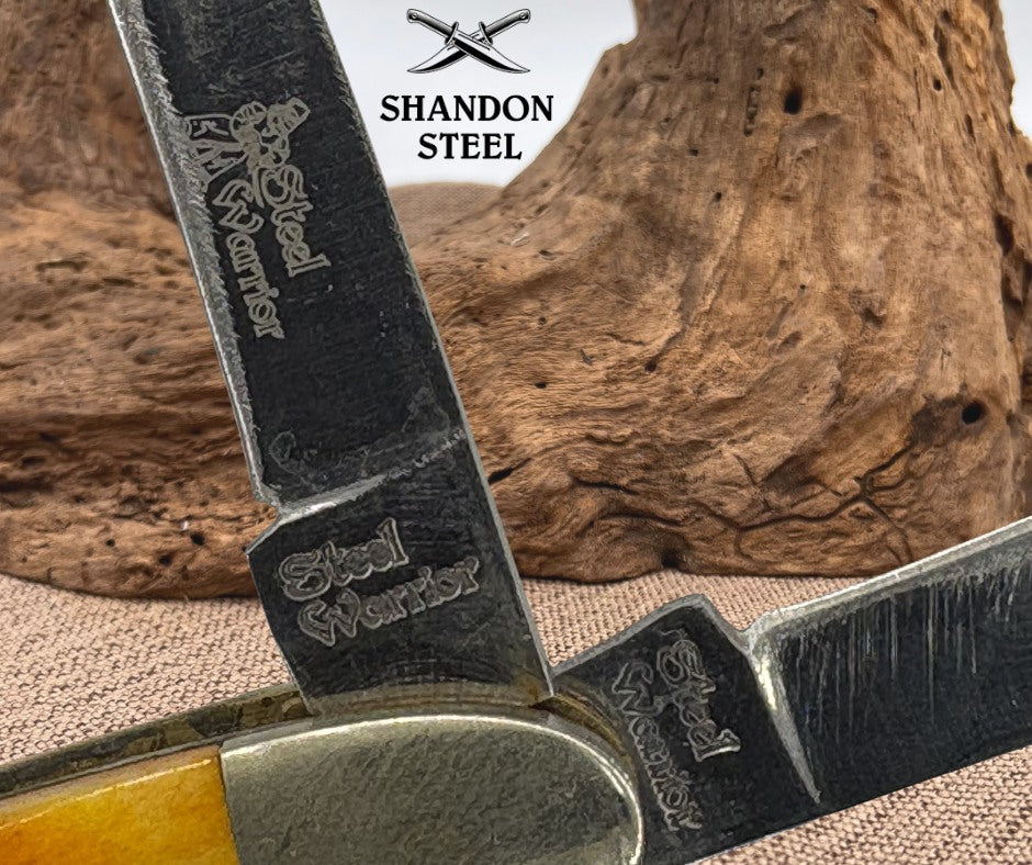STEEL WARRIOR 3 BLADE FOLDING STOCKMAN JIGGED BONE POCKET KNIFE 3.25" CLOSED(80)