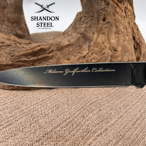 Milano Godfather Stiletto Blade Spring Assist Pocket Knife Imitation Stag (40)