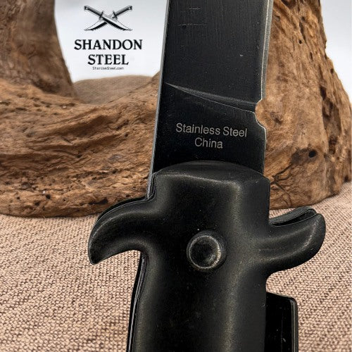 Milano Godfather Stiletto Blade Spring Assist Pocket Knife Imitation Stag (40)