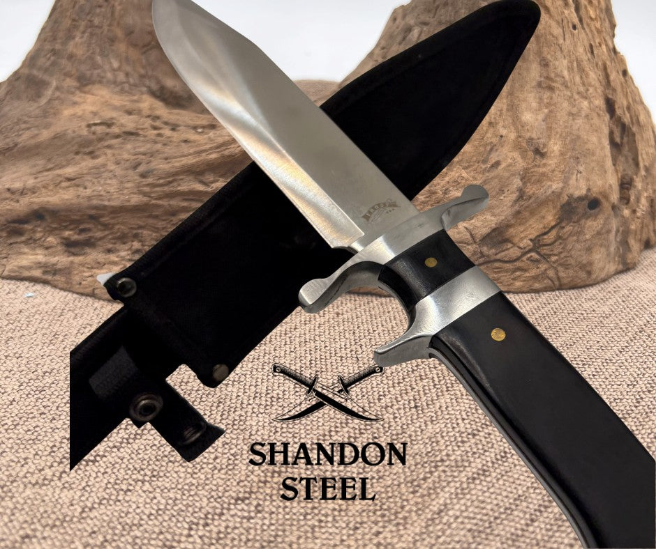 Frost Cutlery Black Pakkawood Bowie Fixed Blade Knife Satin Clip - 18-316BPW NIB