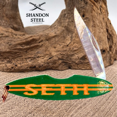 Surfboard Personalized Novelty Folding Pocket Knife "Seth" Clip Point (61)