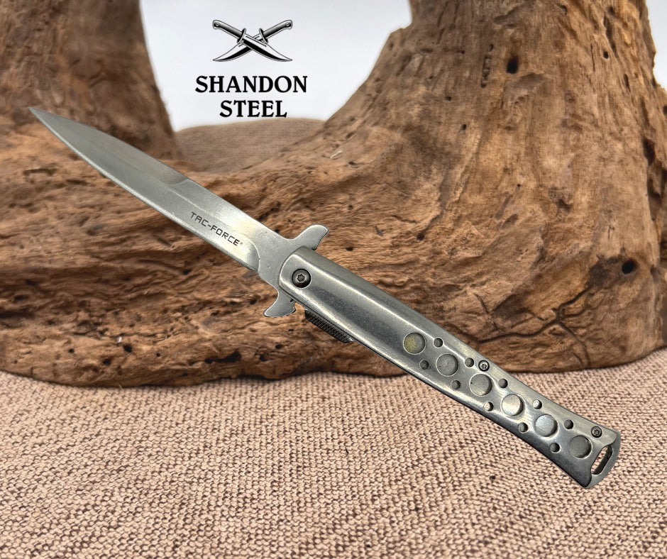 Tac Force Linerlock Stainless Handle Mirror Finish Blade Folding Knife 884CH -87
