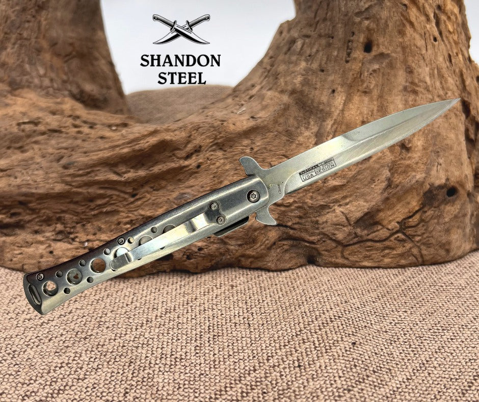 Tac Force Linerlock Stainless Handle Mirror Finish Blade Folding Knife 884CH -87