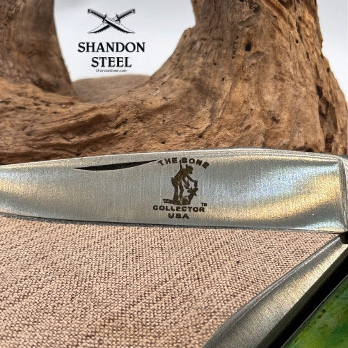 The Bone Collector Large 3-Blade Stockman Green Bone Folding Pocket Knife (129)
