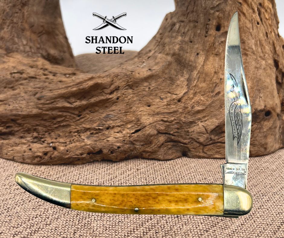 Parker Cut. Co. Vintage Bone Handle 5" Toothpick Folding Pocket Knife Japan (91)
