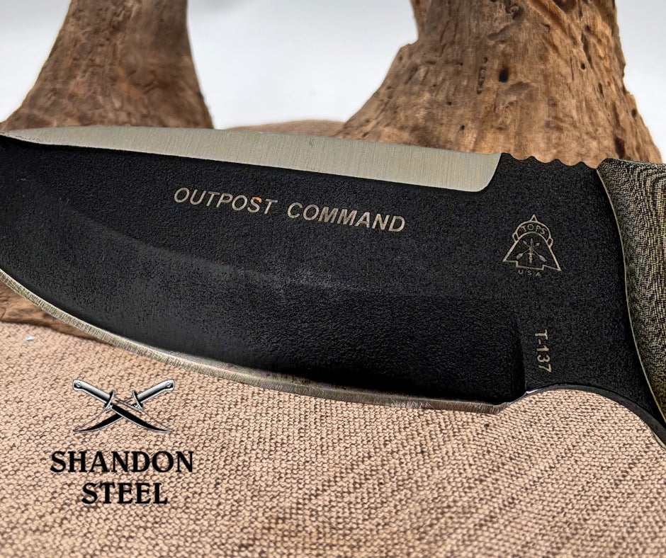 TOPS Knives USA Outpost Command Fixed Blade Bushcraft Knife w/ Micarta (100)