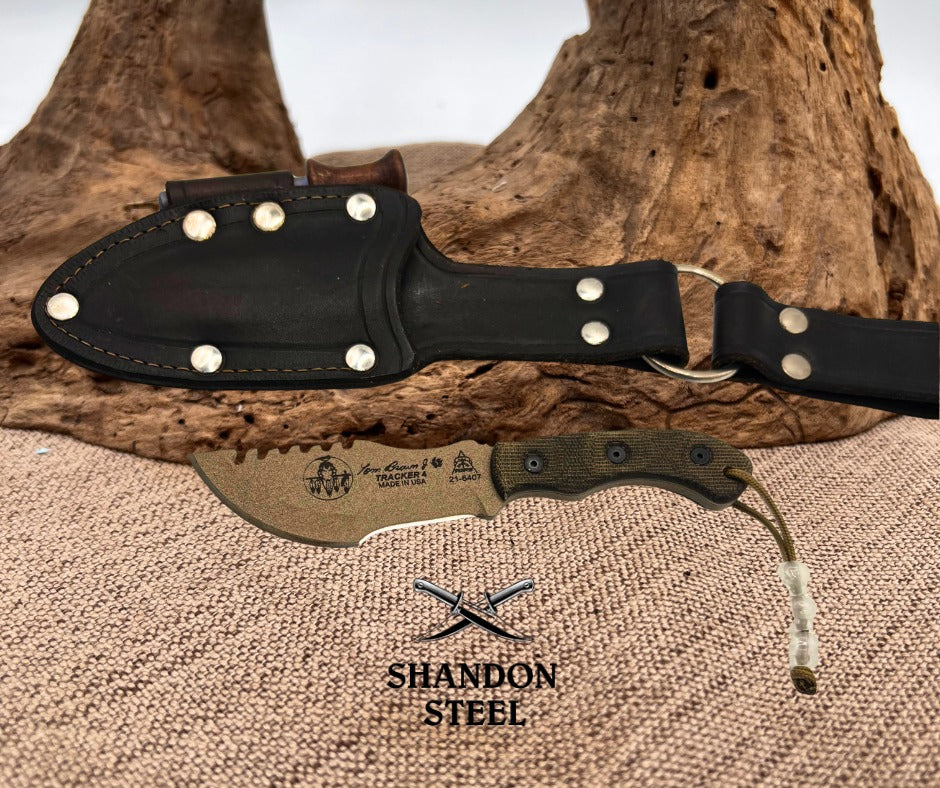 TOPS Mini Tom Brown Tracker Tan 3.5" 1095 HC Tan Micarta Fixed Knife TBT04TAN