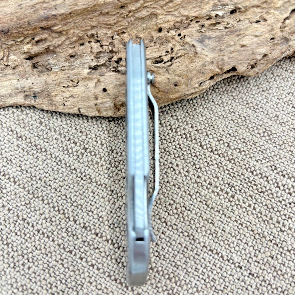 Trailing Point Lock Back Stainless Steel Partially Serrated Folding Knife (215)
