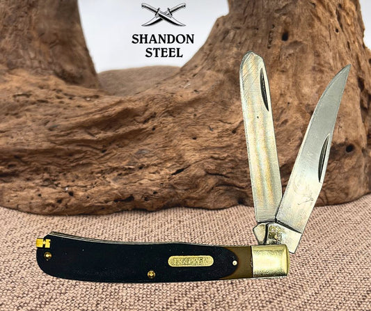 Mustang 10352 Trapper 2 Blade Folding Pocket Knife Sawcut Delrin Tweezer (112)