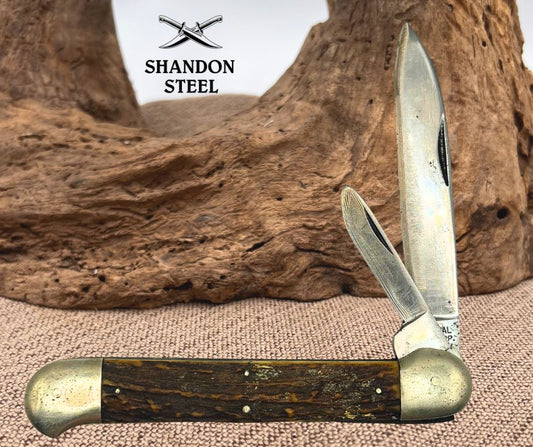 IMPERIAL INTL CORP GERMANY EQUAL END STOCKMAN POCKET KNIFE POCKET STAG (165)