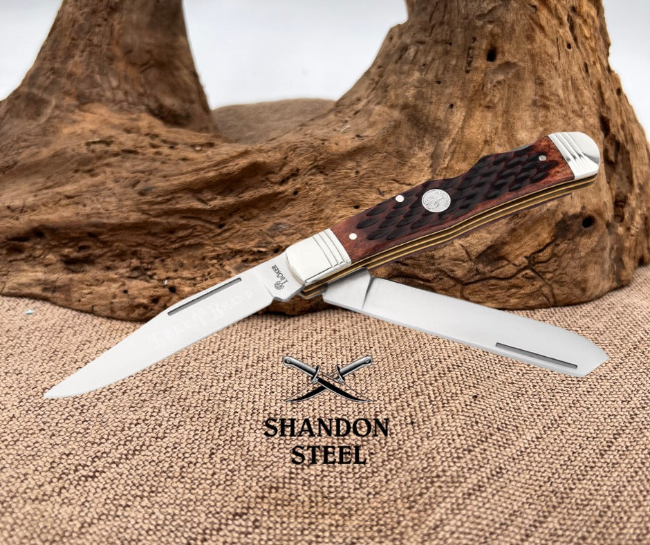 Böker Manufaktur Treebrand Double Lock Trapper Jig Brown Bone 110869