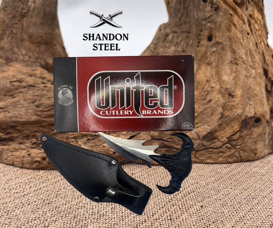 United Dragon Tooth Dagger  Overall Length 6-3/8"  With Sheath New in Box UC1148