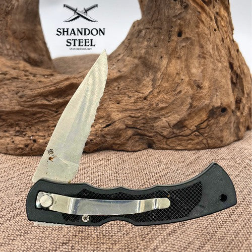 Single-Blade Folding Lock Back Drop Point Folding Pocket Knife Black Handle (52)