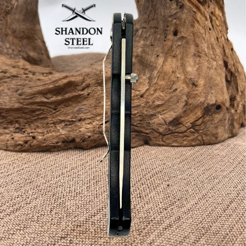 Single-Blade Folding Lock Back Drop Point Folding Pocket Knife Black Handle (52)