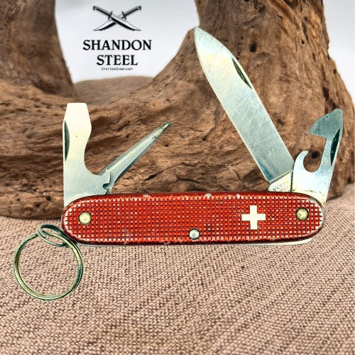 Victorinox Swiss Army Knife Red Alox Old Cross Pioneer 93mm Pocket Knife (116)