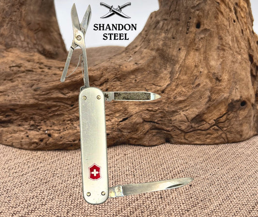 Victorinox Money Clip Silver Alox Swiss Army Knife Multi Tool Scissors File (91)