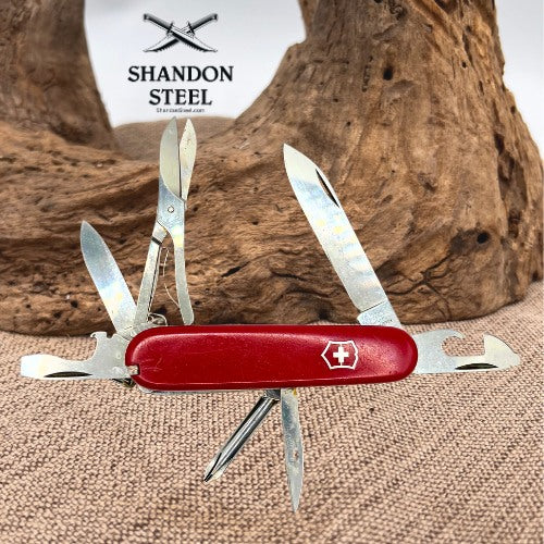 Victorinox Swiss Army Knife Red Super Tinker Hoffritz 91mm No Hook Good Snap 72