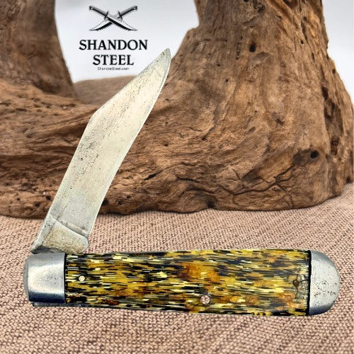 UTICA CUT. CO. USA RARE VINTAGE SINGLE BLADE JACK FOLDING POCKET KNIFE (72)