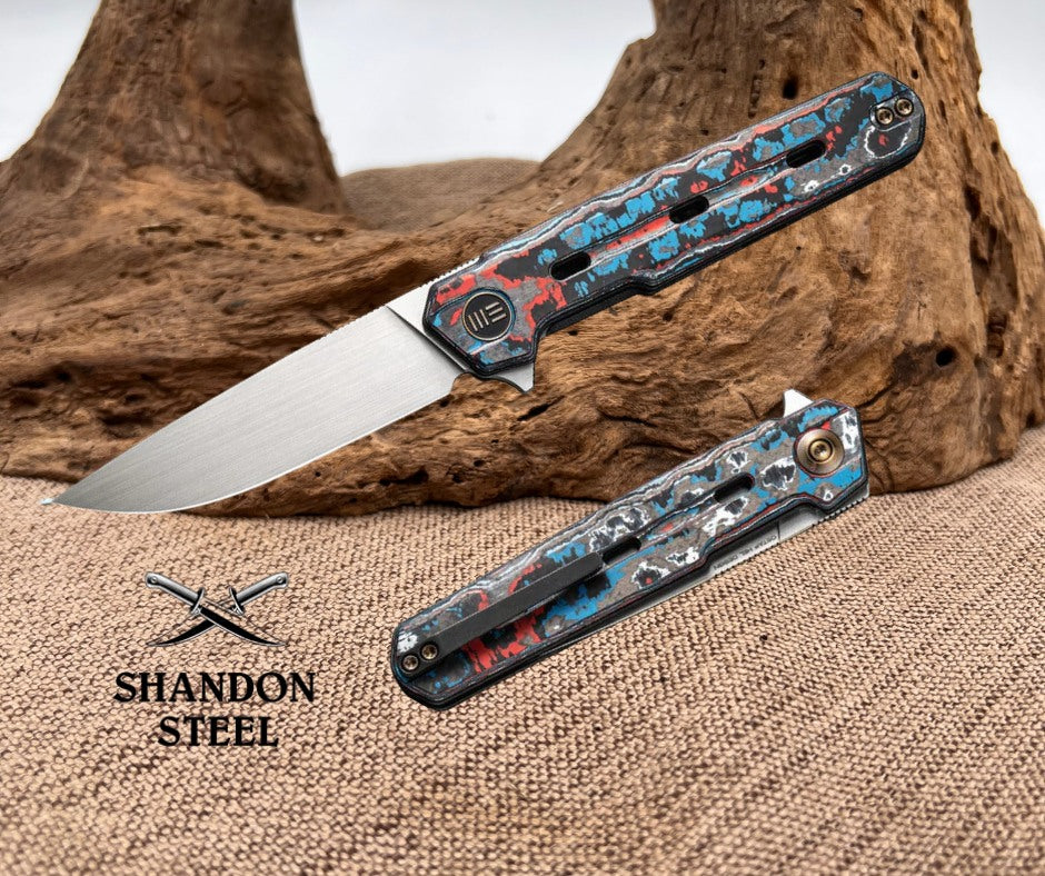 WE KNIFE Navo Flipper Knife FatCarbon Fiber & Titanium Handle (3.25" CPM 20CV Blade) WE22026-4