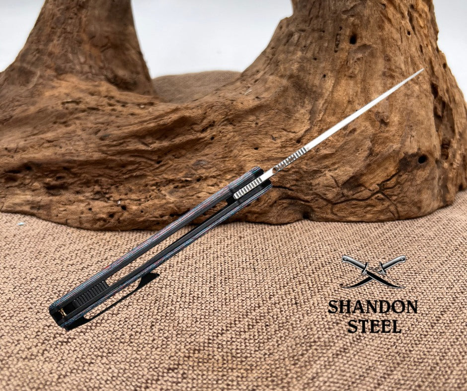 WE KNIFE Navo Flipper Knife FatCarbon Fiber & Titanium Handle (3.25" CPM 20CV Blade) WE22026-4