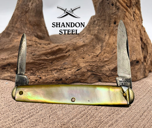 A.W. Wadsworth and Son-Germany-2 Blade Pearl Equal End Pen Pocket Knife (123)