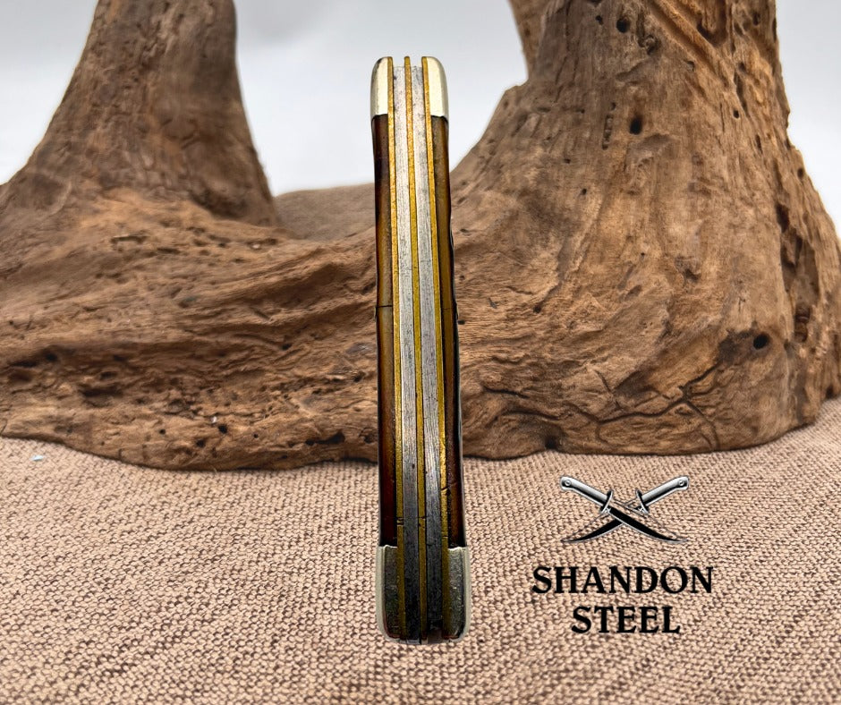 Western USA Vintage 3 Blade Stockman Knife Jigged Delrin 445 A Carbon Steel(131)