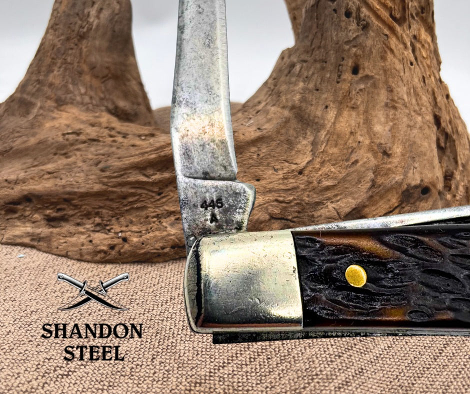 Western USA Vintage 3 Blade Stockman Knife Jigged Delrin 445 A Carbon Steel(131)
