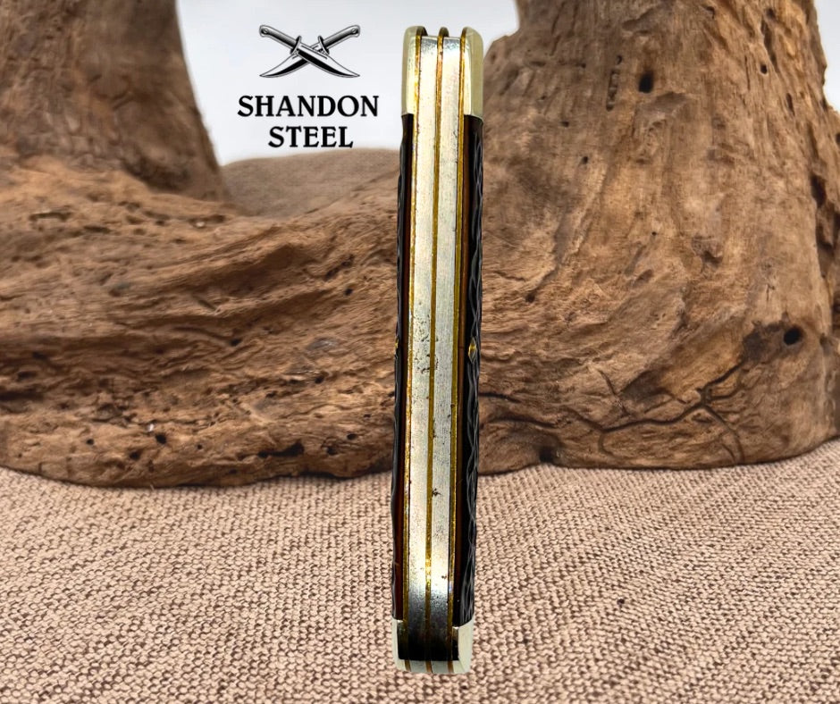 Western USA 691 Jigged Delrin 2 Blade Trapper Knife Tight Good Snap Vintage (48)
