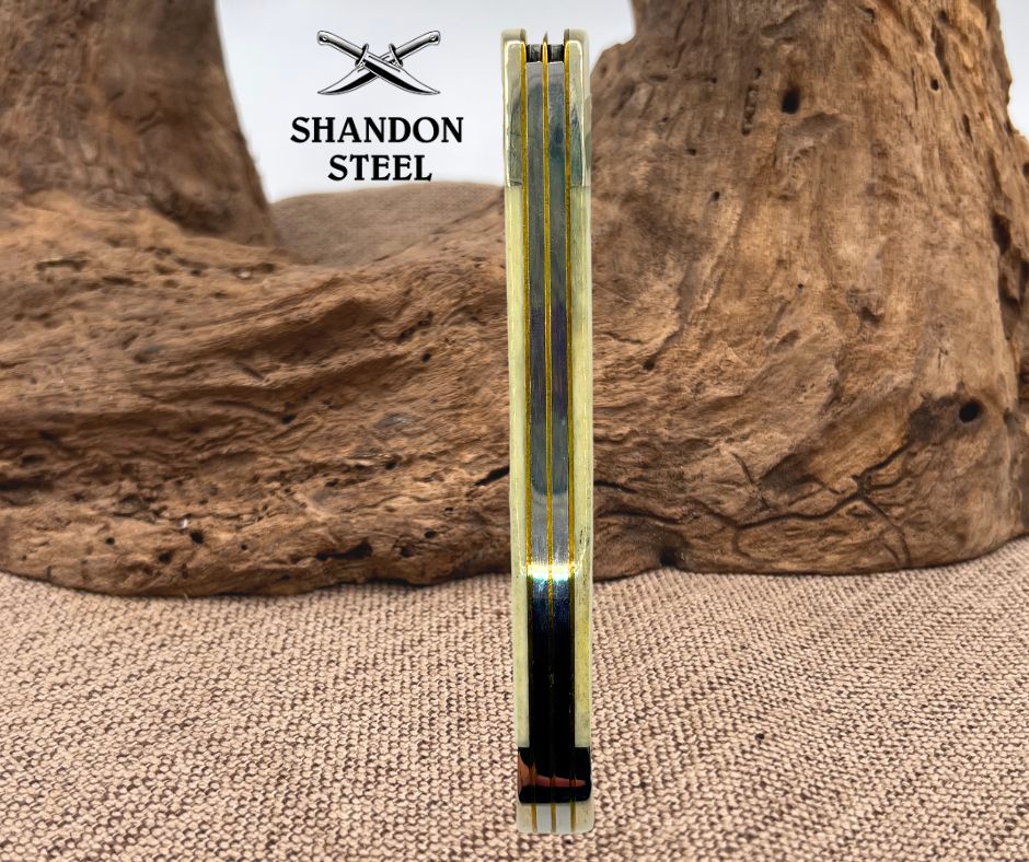 CASE XX KNIVES USA NATURAL BONE CROSS SHIELD LARGE FOLDING HUNTER 6265 SS 22506