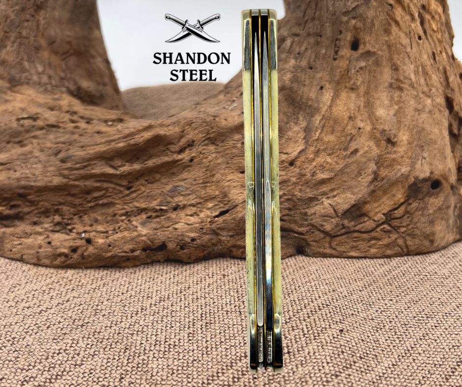 CASE XX KNIVES USA NATURAL BONE CROSS SHIELD LARGE FOLDING HUNTER 6265 SS 22506