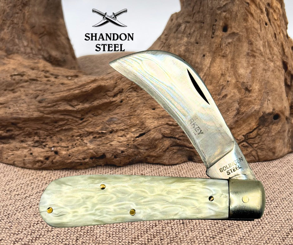 Hawkbill Folding Pocket Knife Wild Turkey Cracked Ice Hawkbill Pruner (65)