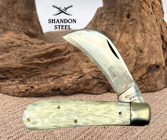Hawkbill Folding Pocket Knife Wild Turkey Cracked Ice Hawkbill Pruner (65)