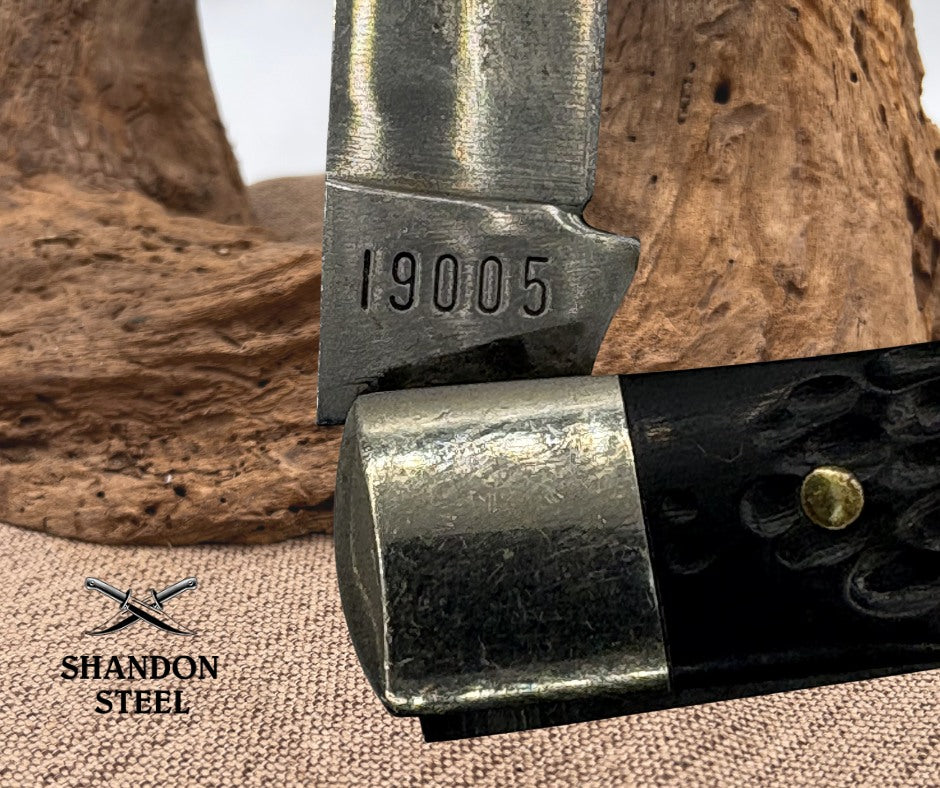 Winchester USA 1 Spey Blade Trapper, Black Jigged Delrin Handles, 19005 (69)