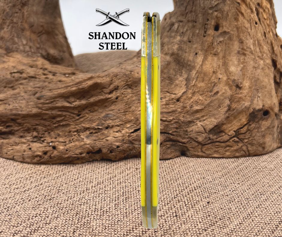 Case XX USA 2022 Yellow Derlin Folding Hunter 2 Blade Pocket Knife 3165CV