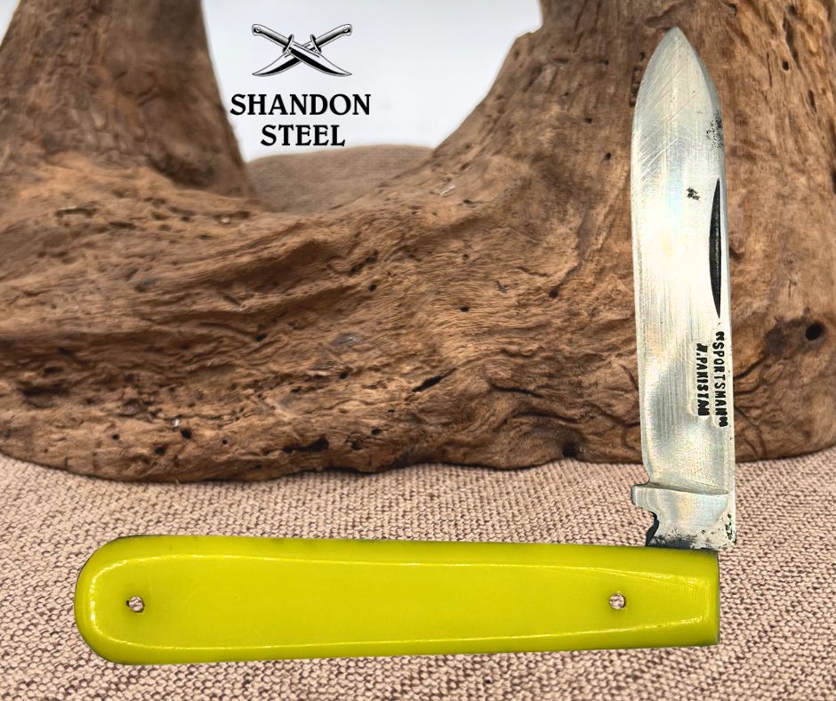 Swell End Jack Folding Pocket Knife 3.25" Closed Yellow Handle Pen Blade (176)