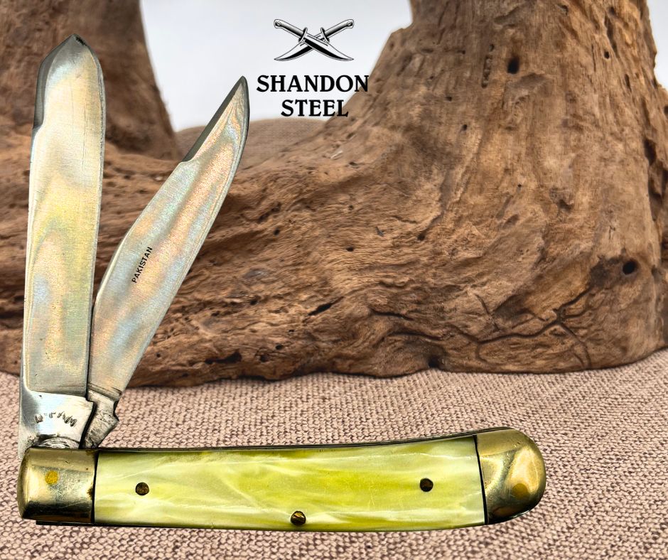 Cracked Ice 2 Blade Unbranded Stainless Steel Trapper Folding Pocket Knife (160)